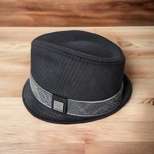 Calvin Klein Women's Stylish Black & Gray Short Rimmed Fedora Hat Size S/M